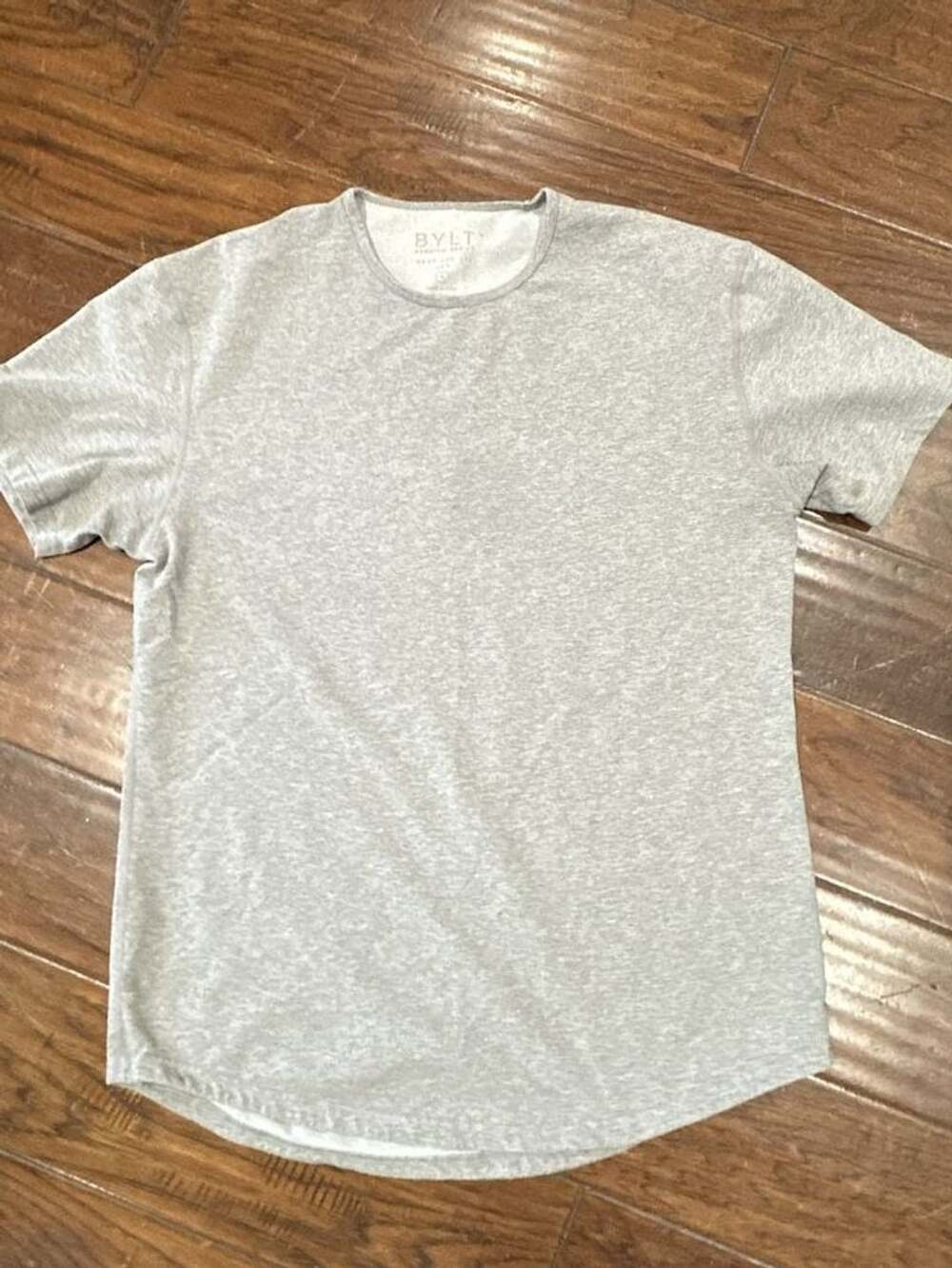 Bylt Basics Men's Grey Heather Short Sleeve Drop Cut Premium T-Shirt Size Large
